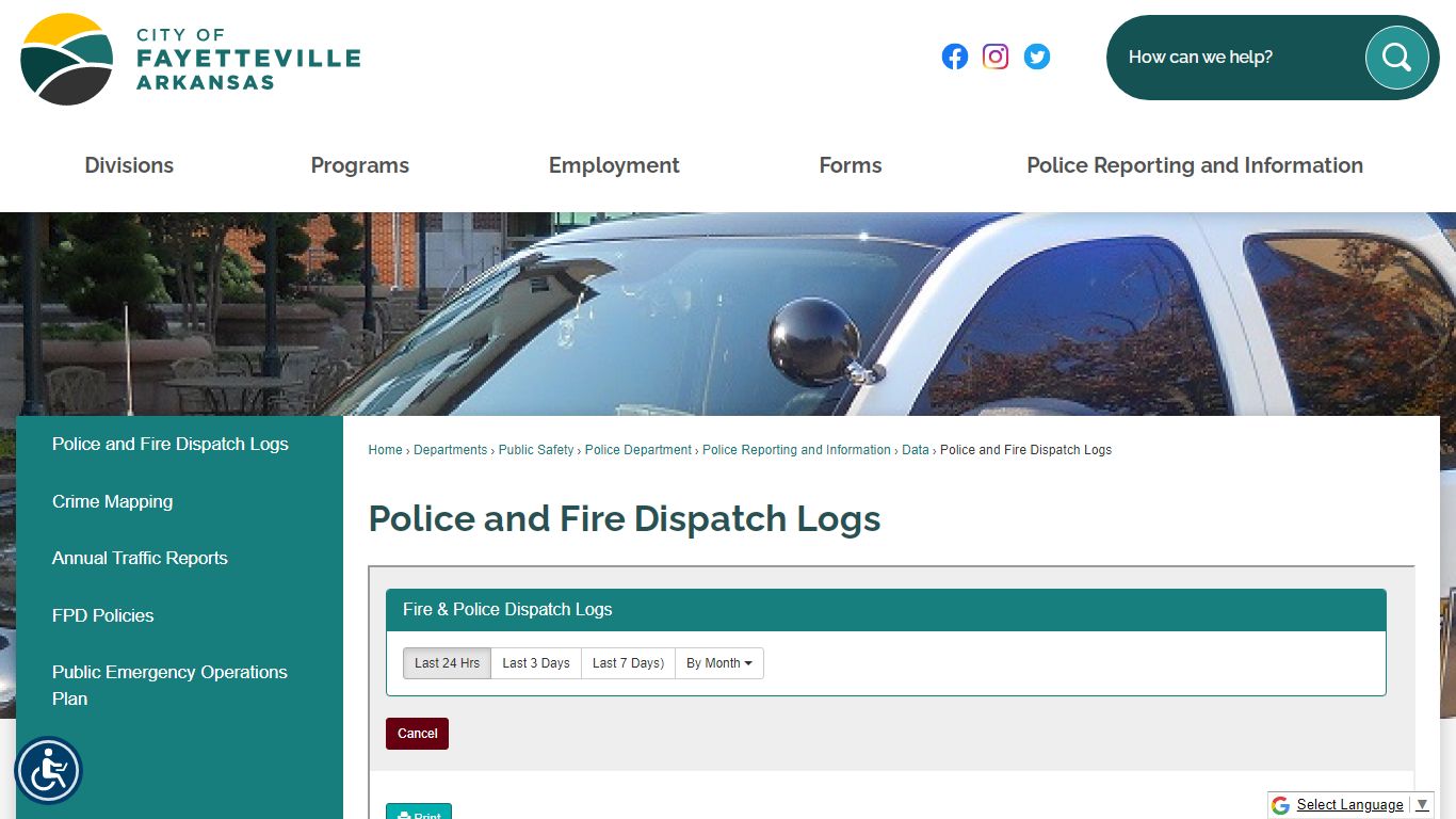 Police and Fire Dispatch Logs | Fayetteville, AR - Official Website