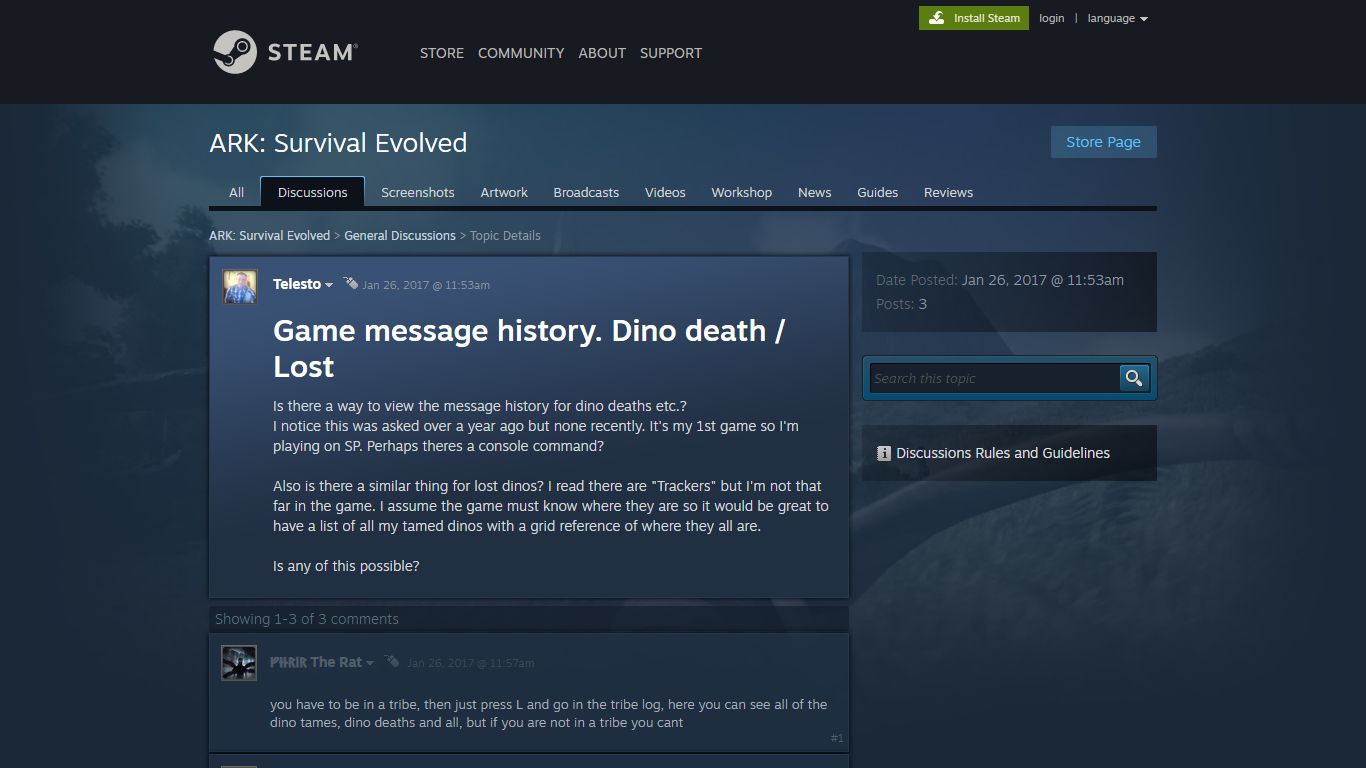 Game message history. Dino death / Lost :: ARK: Survival Evolved ...