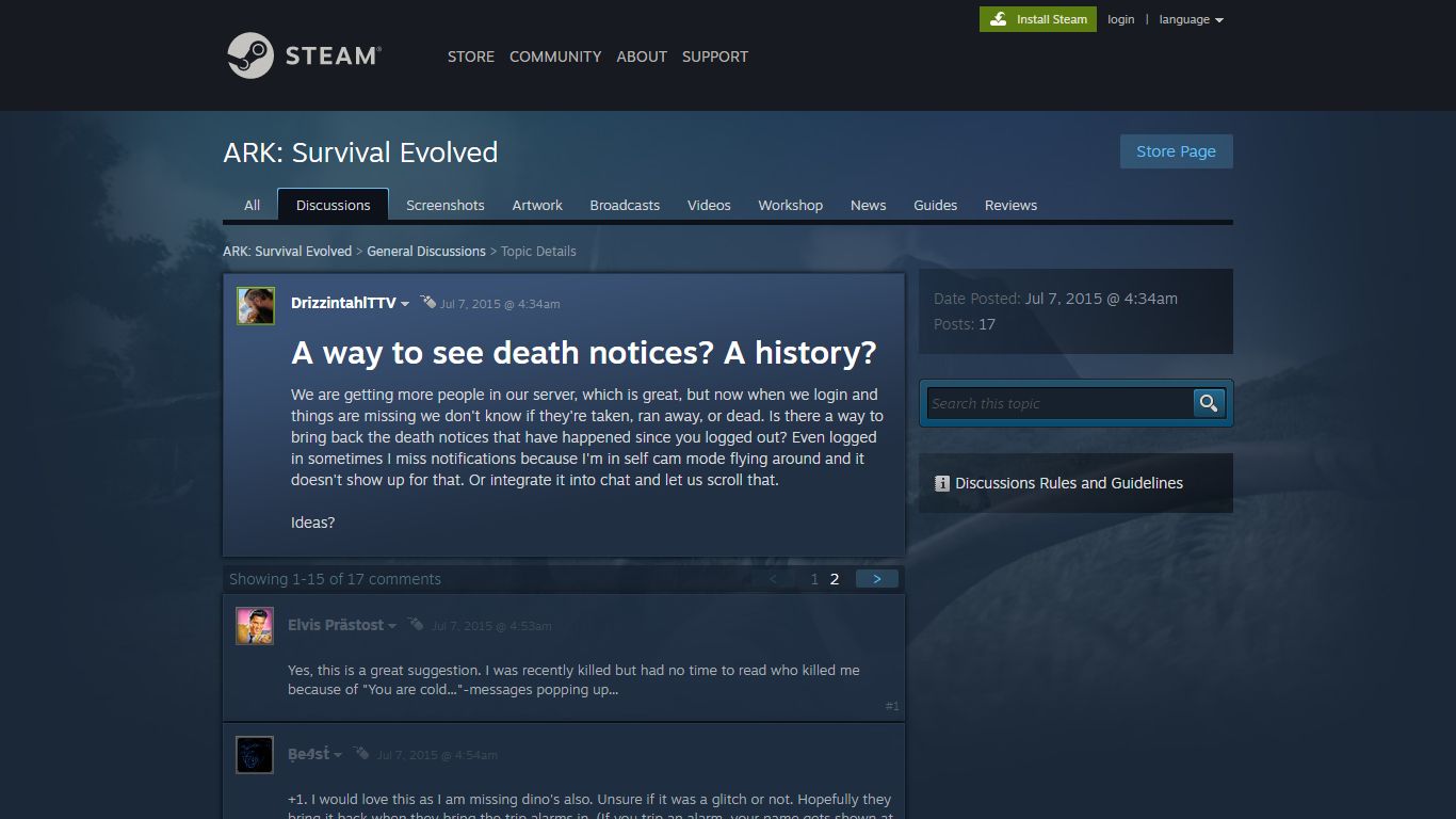 A way to see death notices? A history? :: ARK: Survival Evolved General ...